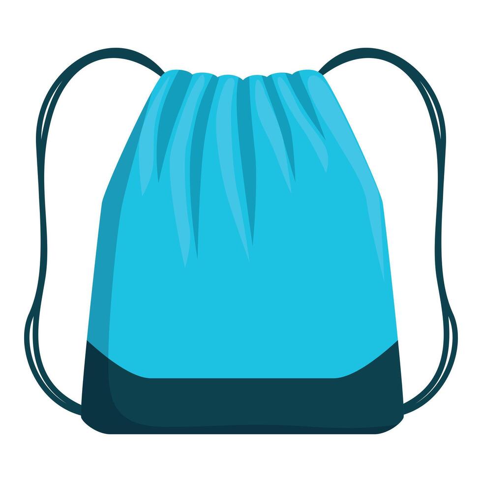 Light blue drawstring backpack isolated on white background vector