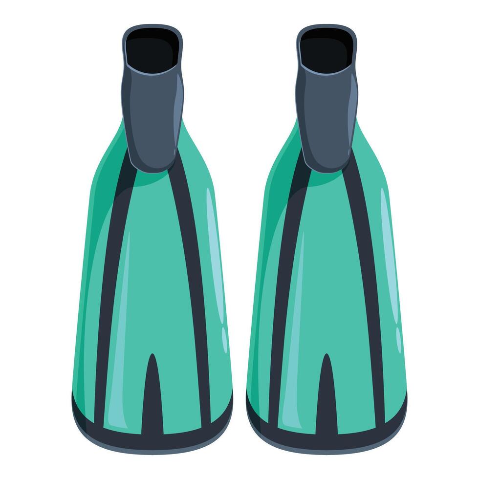 Pair of turquoise diving flippers for underwater exploration vector