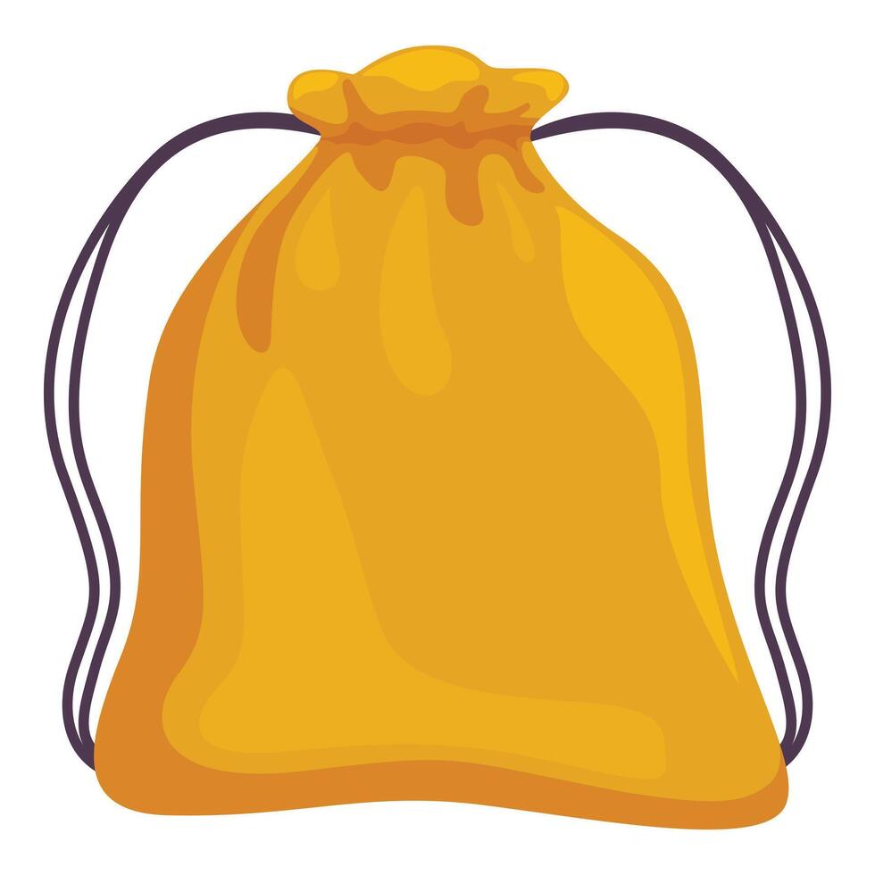 Yellow backpack with black strings for carrying personal items vector
