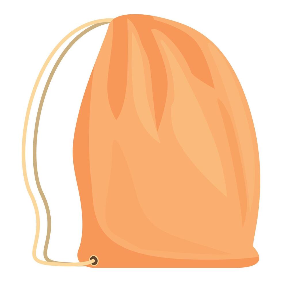 Light orange drawstring backpack isolated on white background vector