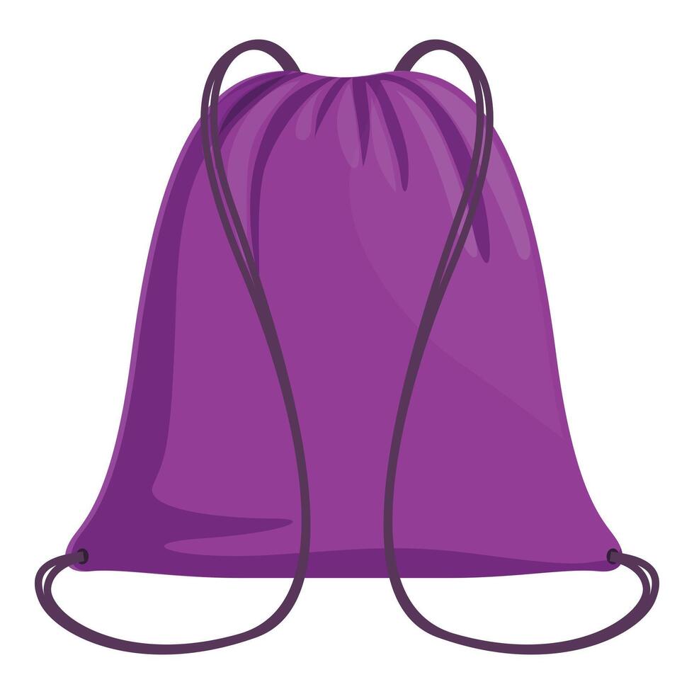 Purple drawstring bag isolated on white background vector