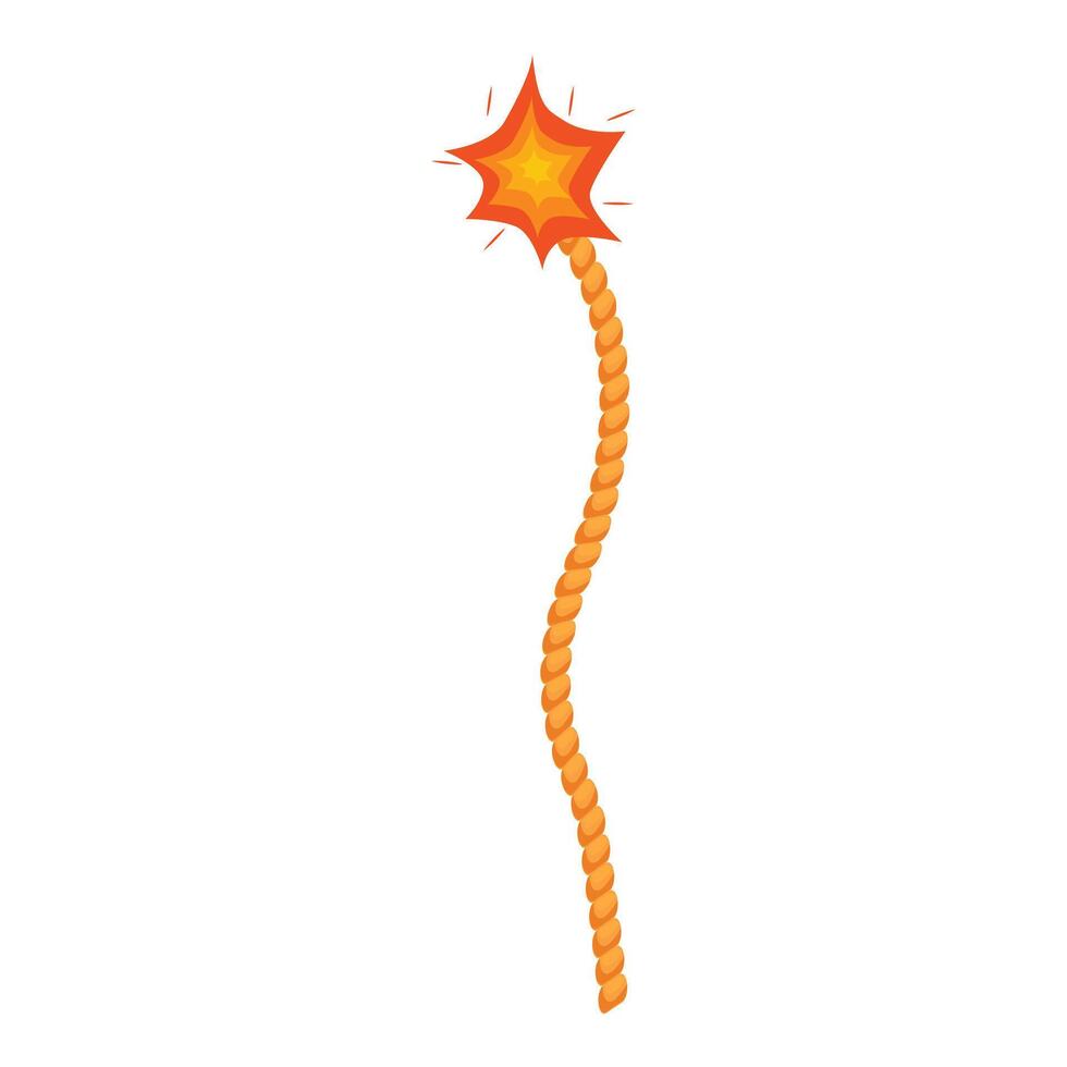 Burning fuse with orange sparkle on white background vector