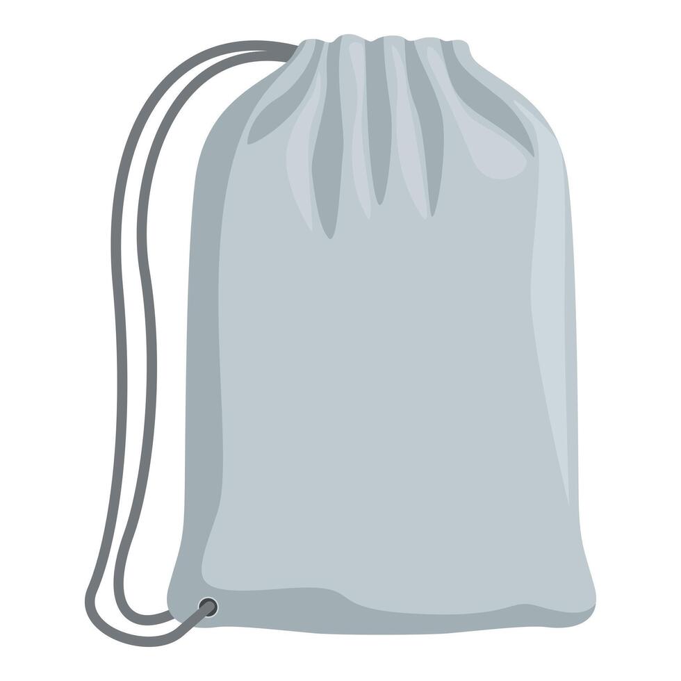 Gray backpack with black string closing showing modern and minimalist design vector