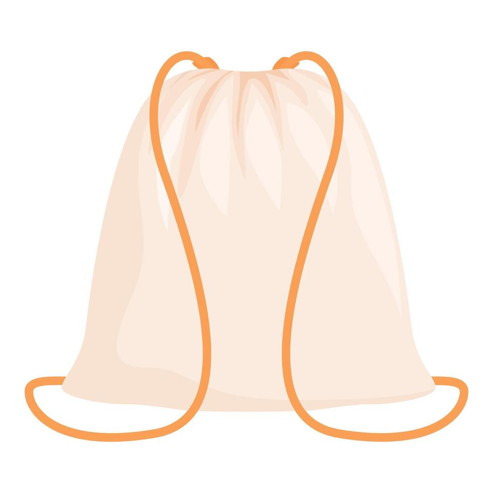 Beige drawstring backpack with orange strings isolated on white background vector