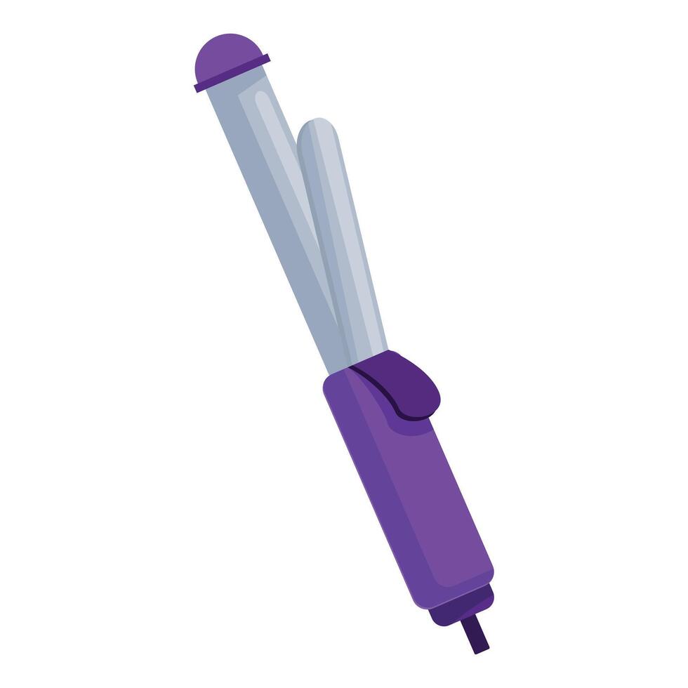 Purple and silver electric curling iron for hair styling vector