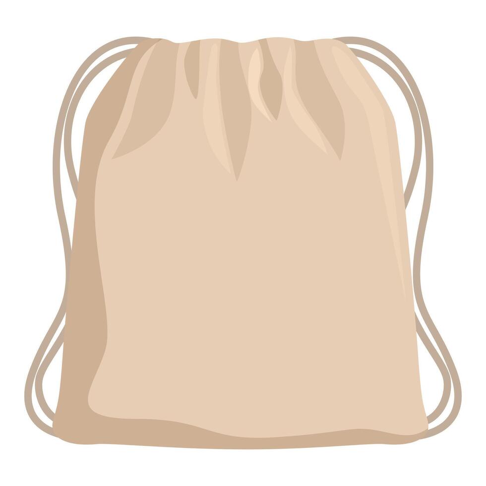 Empty beige drawstring backpack isolated on white background vector
