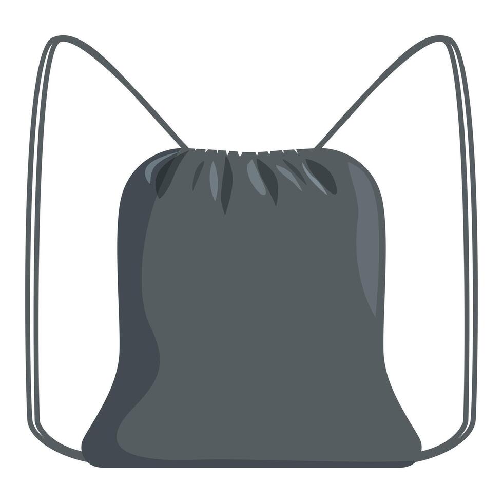 Gray backpack with drawstrings, convenient and stylish bag for everyday use vector