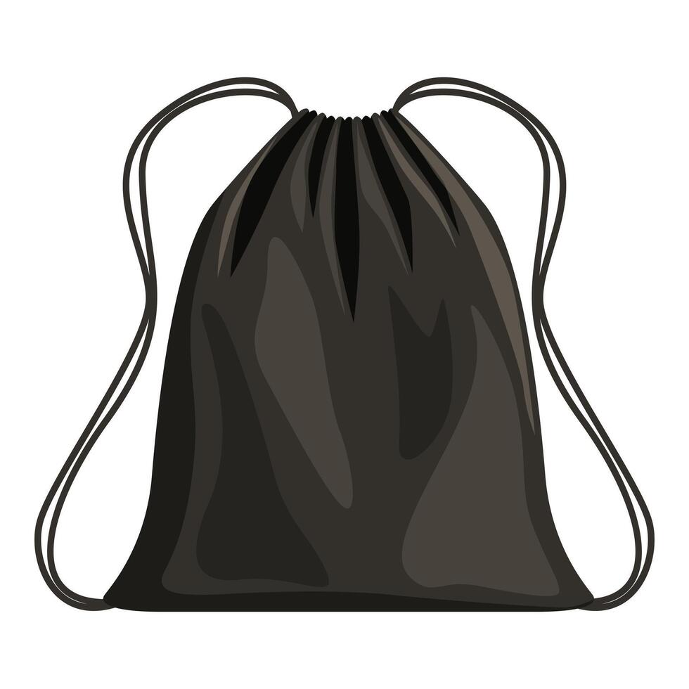 Black drawstring backpack isolated on white background vector