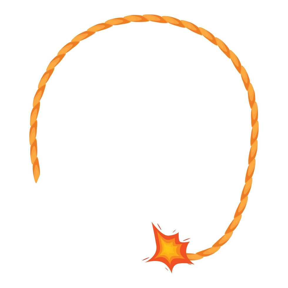 Burning fuse rope forming circle on white background vector