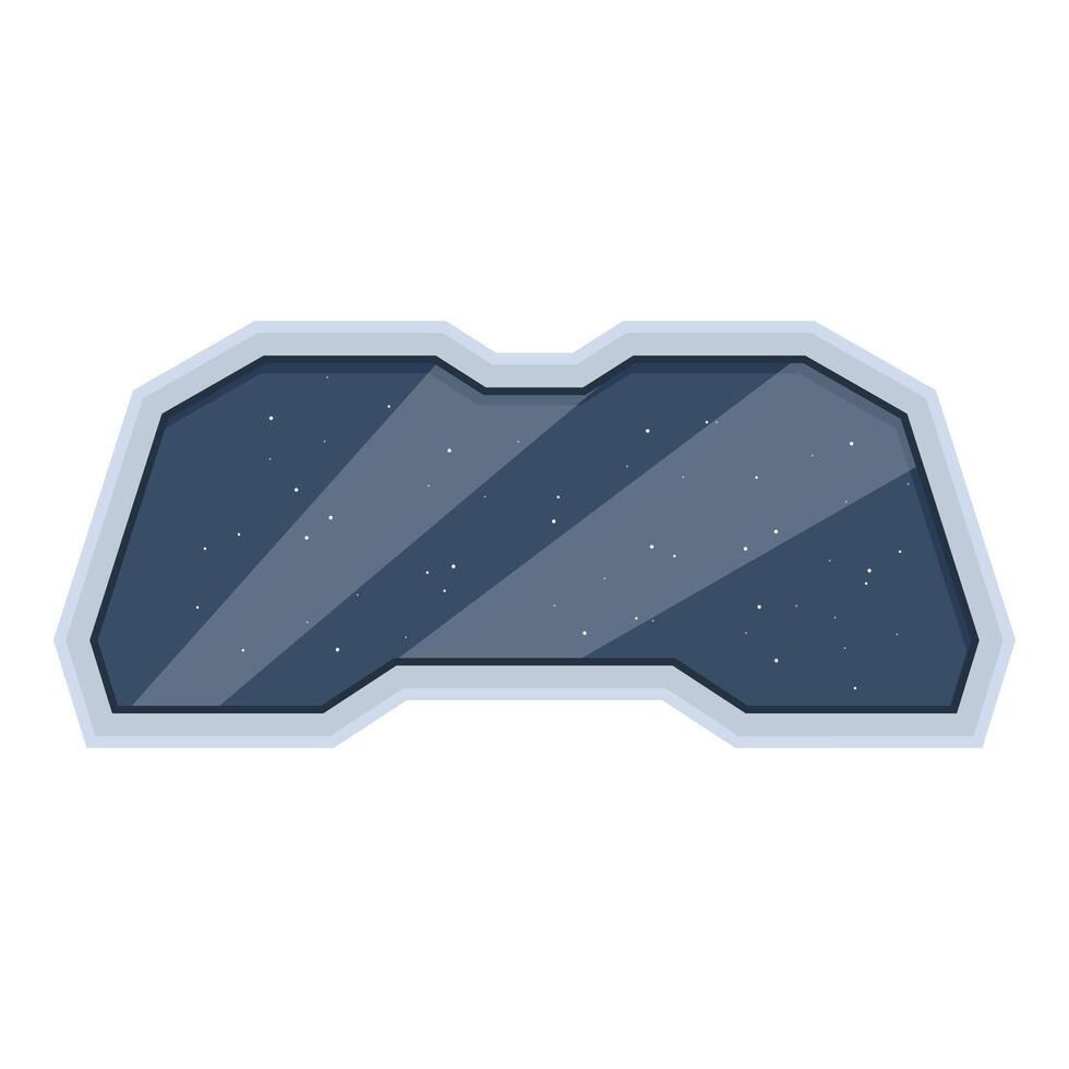 Spaceship window showing starry sky and light beams vector