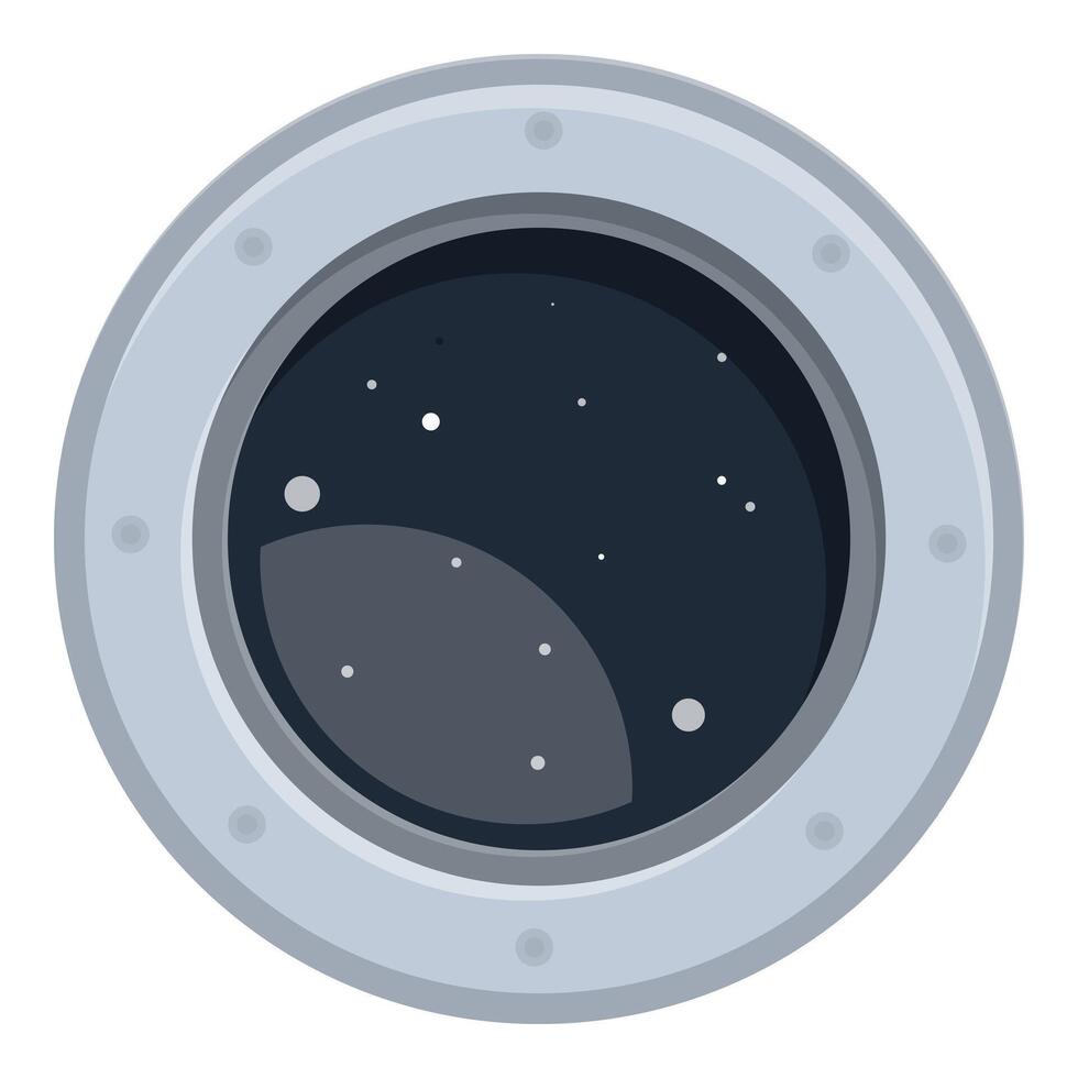 Spaceship window showing stunning view of planet and stars vector