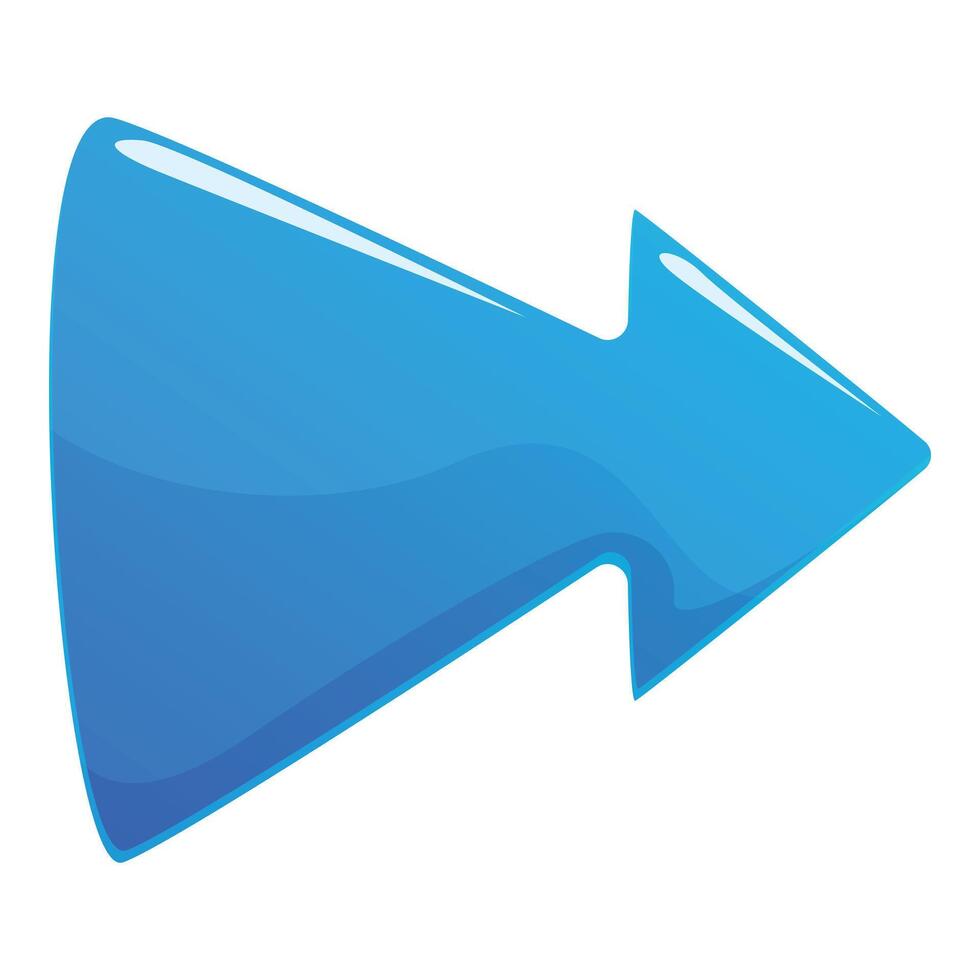 Blue glossy arrow pointing right symbolizing direction vector