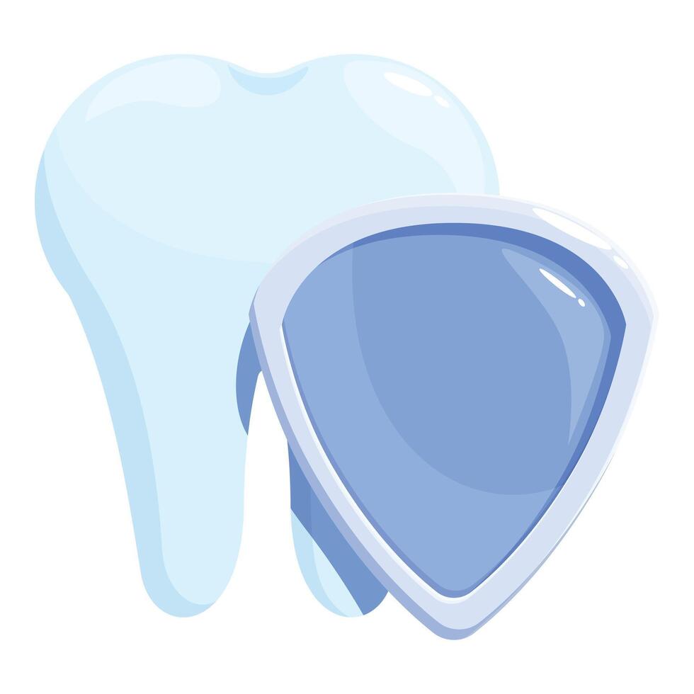 Healthy tooth protected by a shiny shield promoting dental hygiene vector