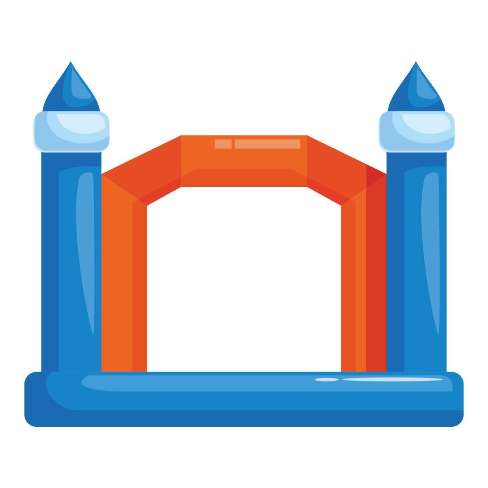 Inflatable bouncy castle gate arch with blue towers providing entertainment for children vector