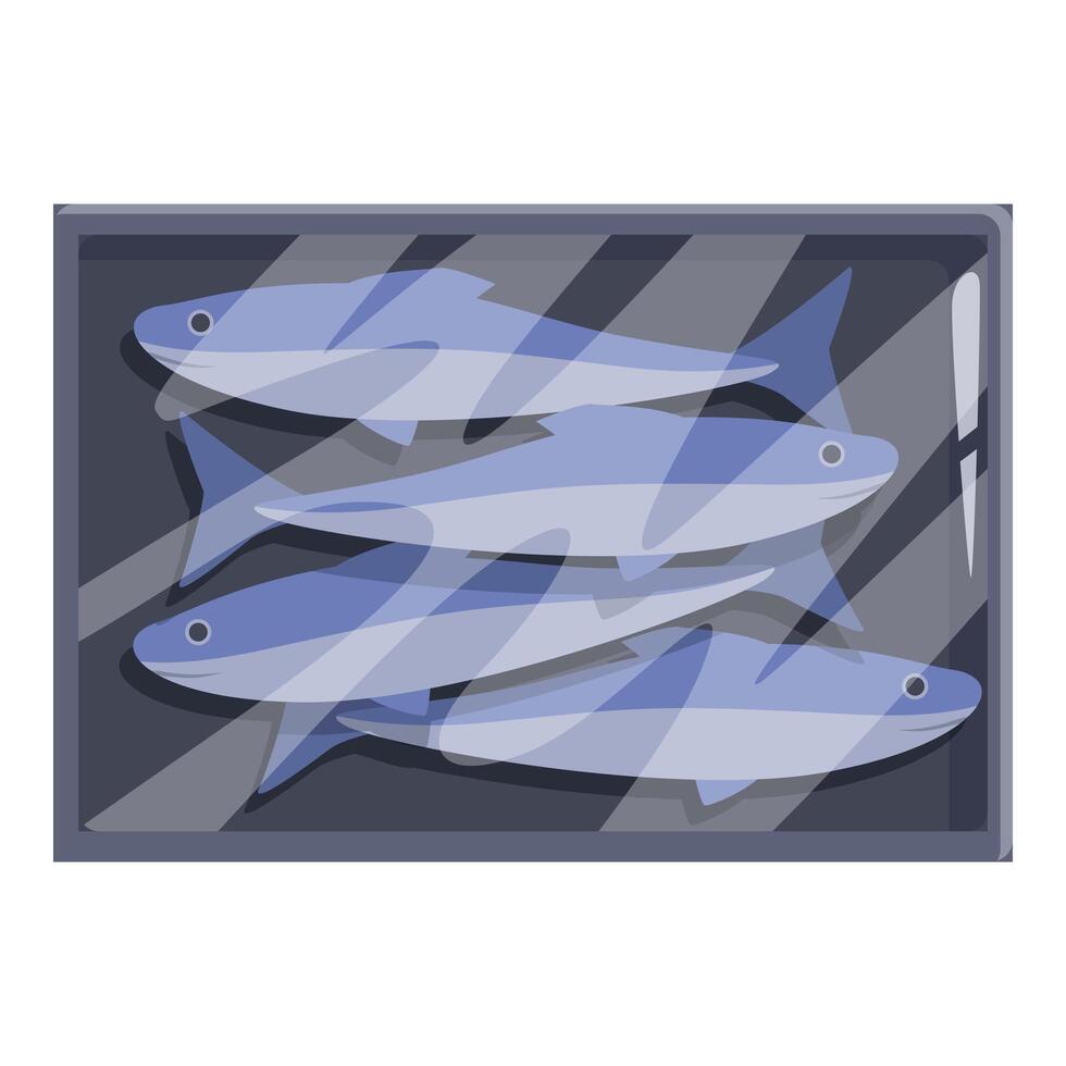 Fresh packed fish in a plastic container ready for retail vector