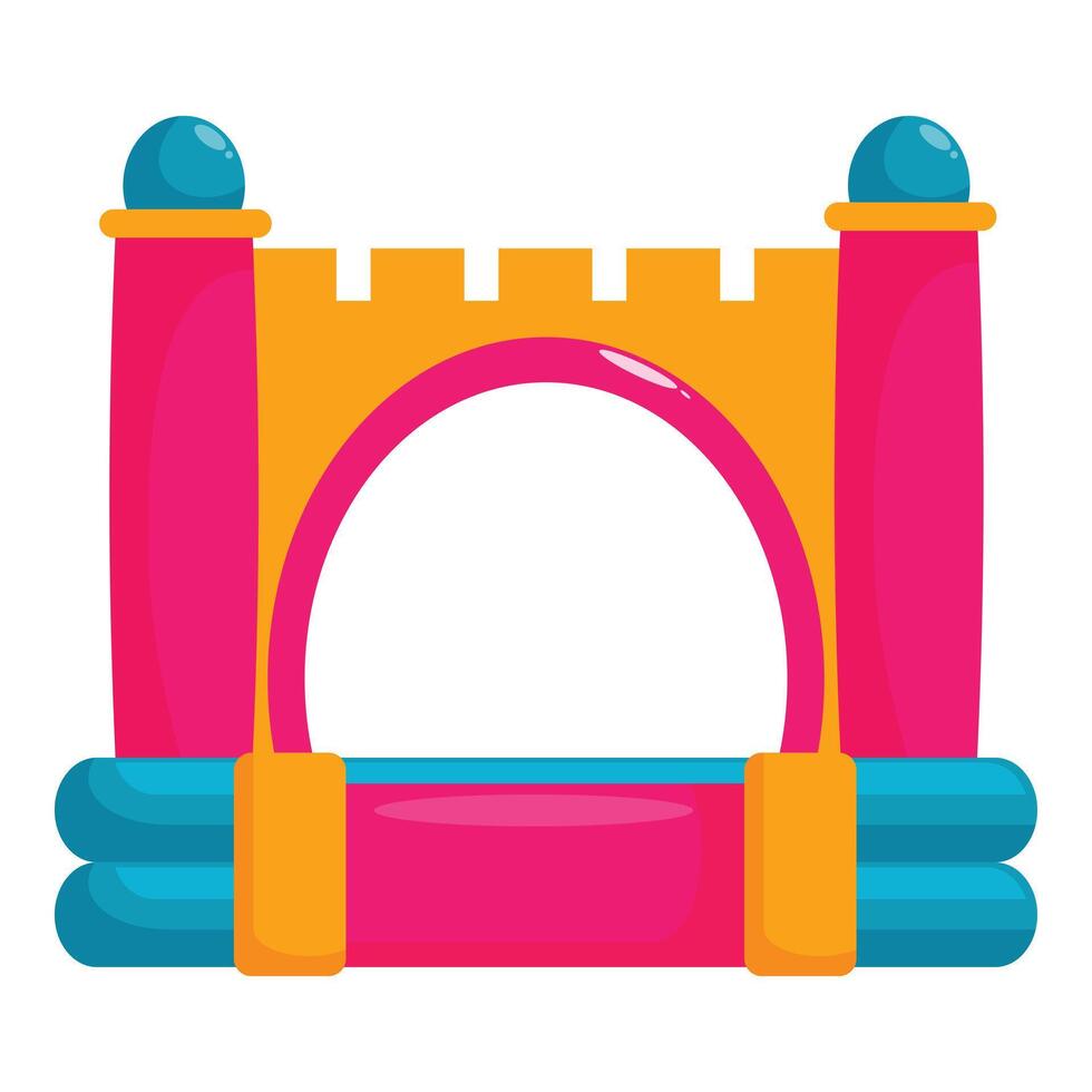Colorful inflatable bouncy castle with arch and towers resembling a fortress vector