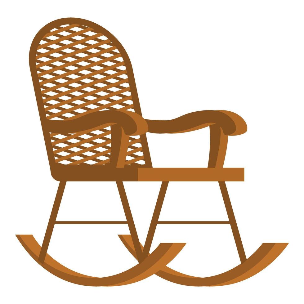 Comfortable rocking chair with woven back and wooden frame vector