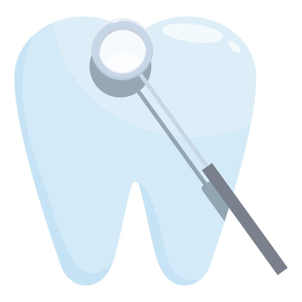 Dentist mirror examining a healthy tooth, dental checkup concept vector