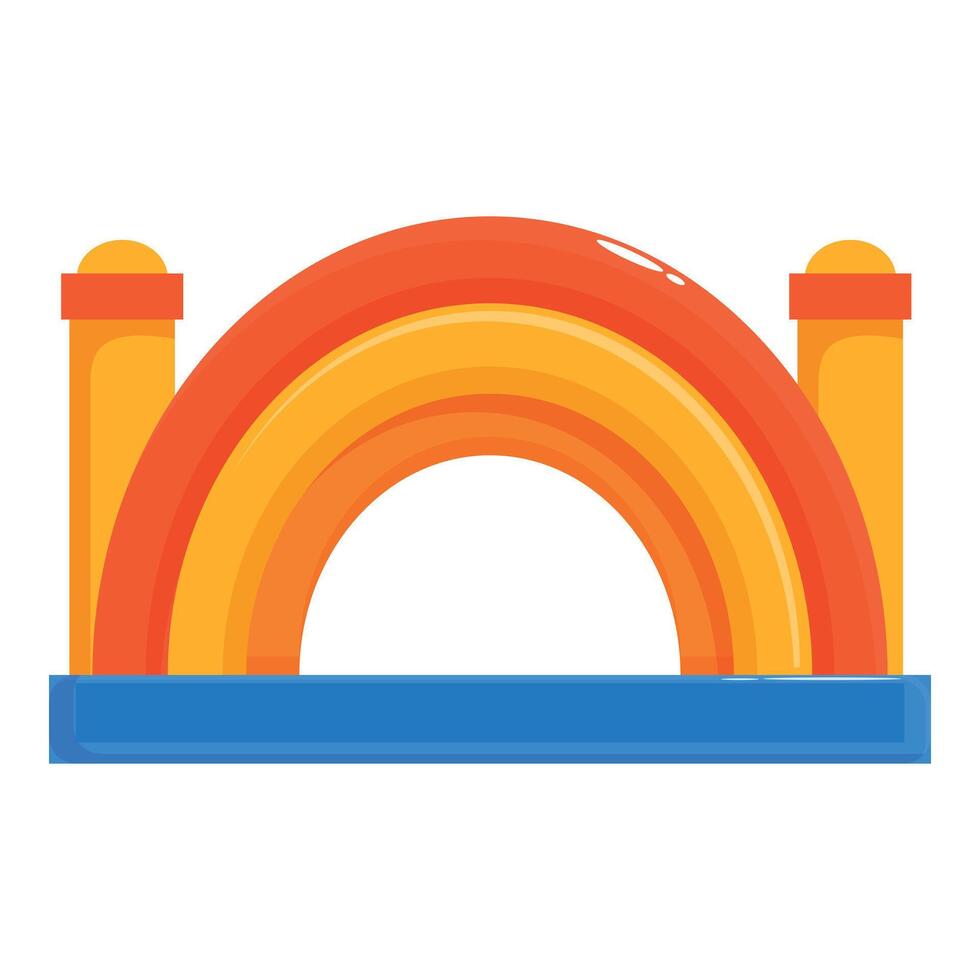 Inflatable rainbow arch bouncing house with blue base for summer fun vector