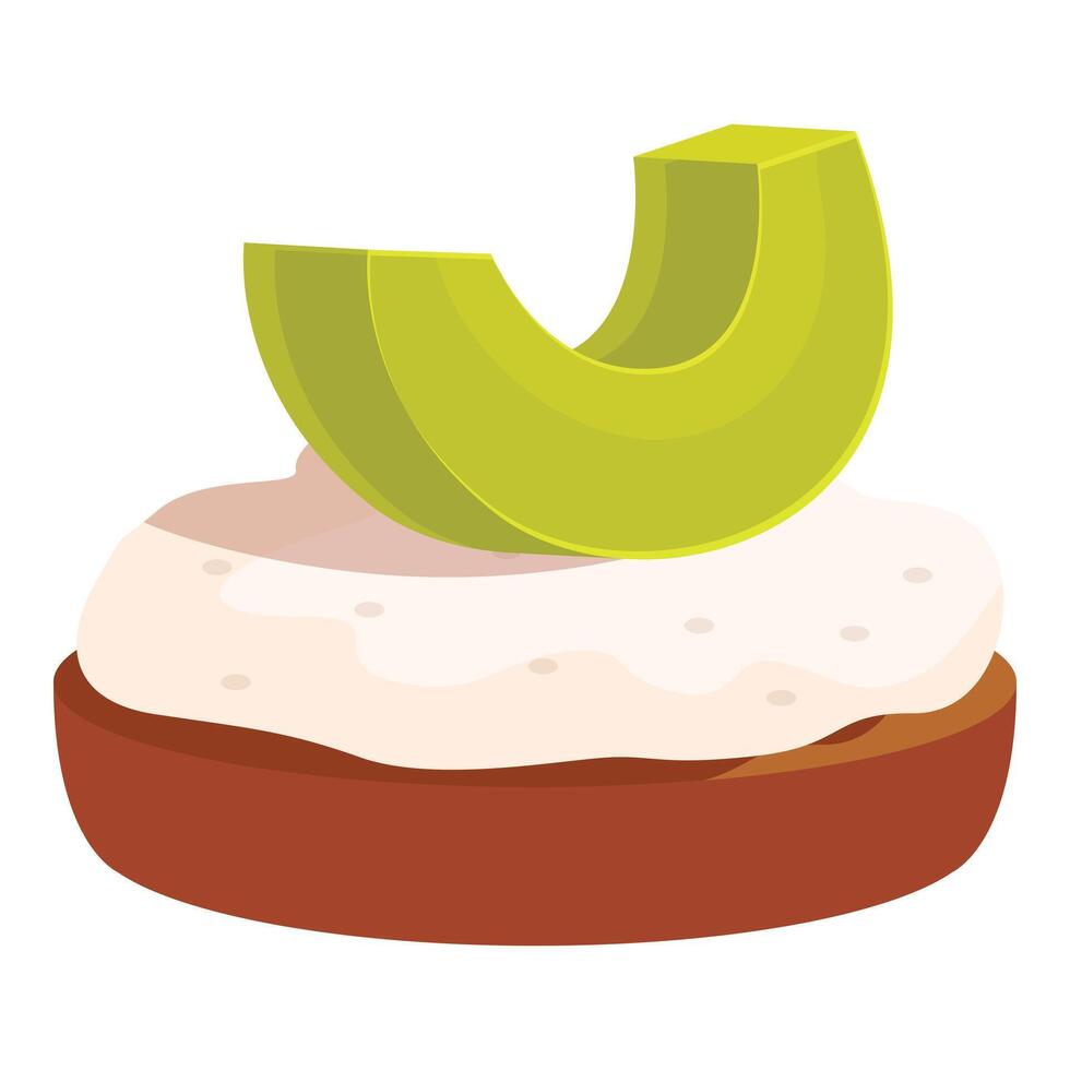 Delicious bruschetta with cream cheese and fresh avocado slice vector