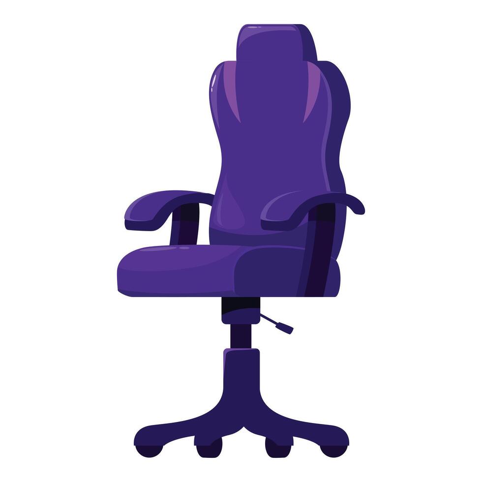 Modern purple gaming chair providing comfortable support for extended play vector