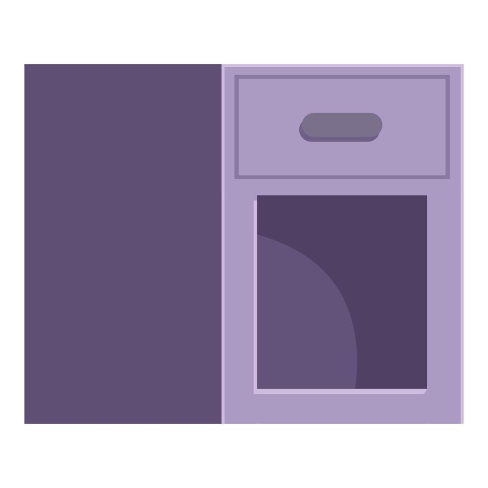 Modern purple kitchen cabinet with drawer and empty compartment vector