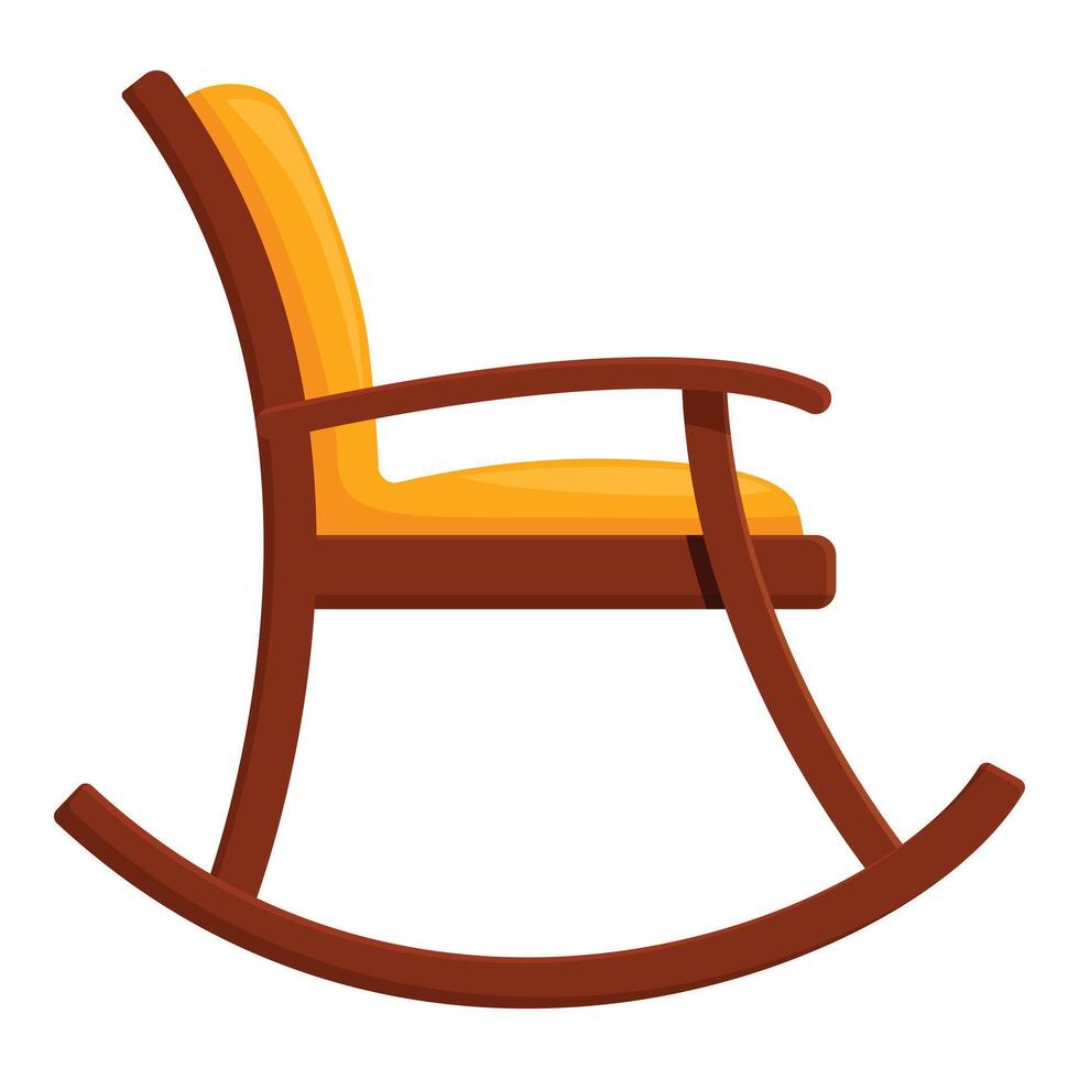Comfortable rocking chair with yellow upholstery relaxing on white background vector