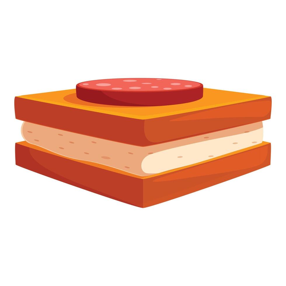 Sandwich with salami and cheese filling on toasted bread vector