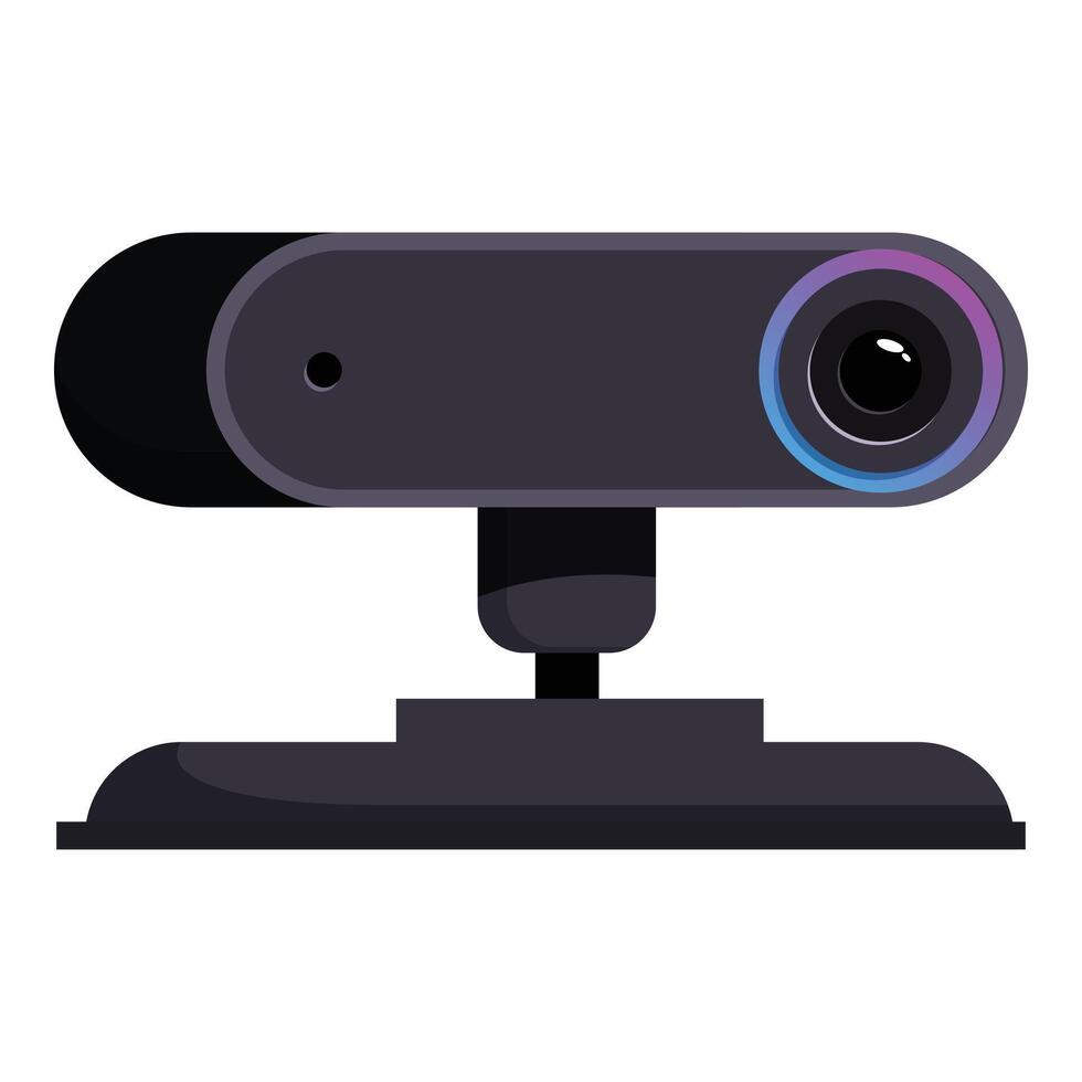 Modern webcam sitting on a monitor, broadcasting live stream vector