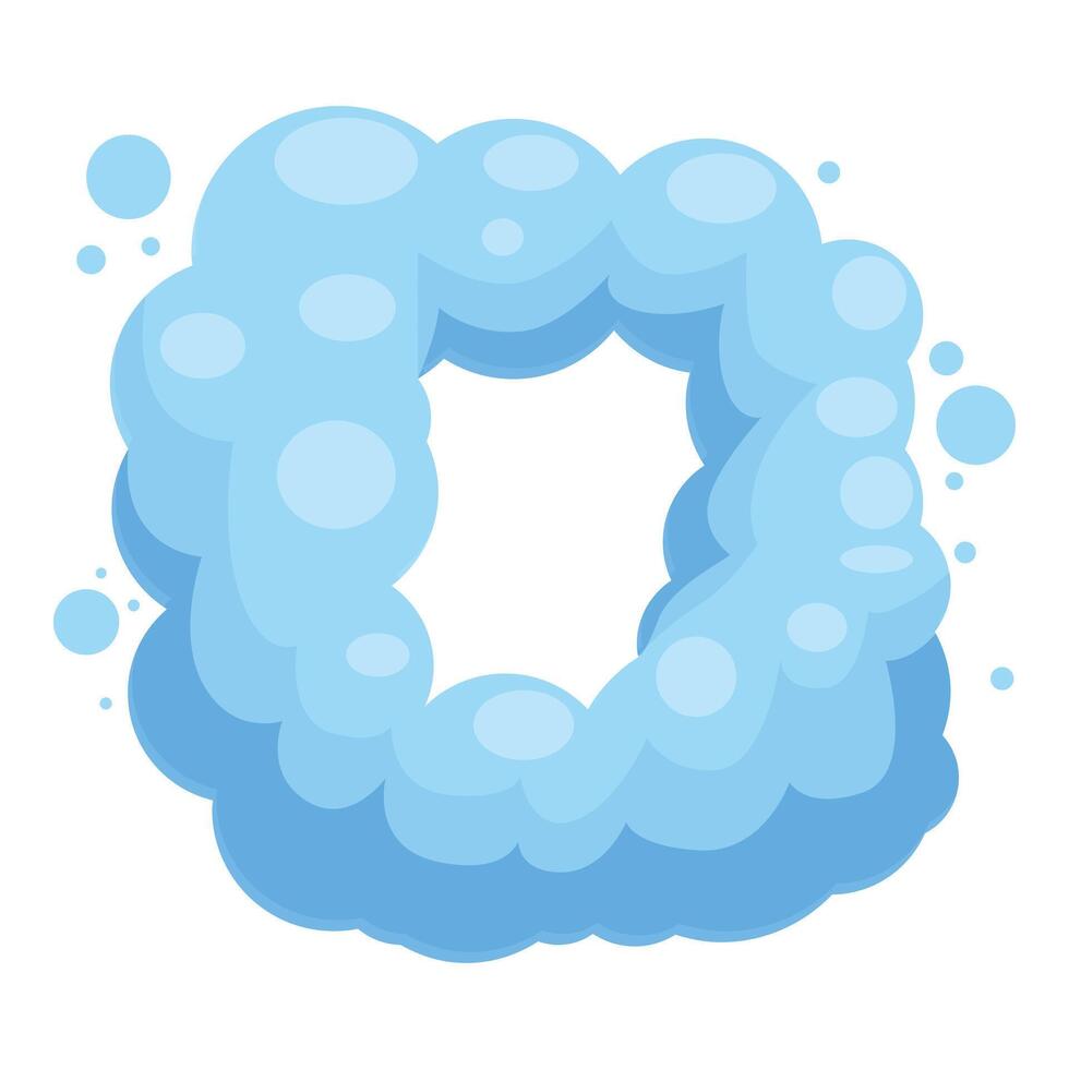 Blue soap suds frame creating letter o shape with bubbles vector