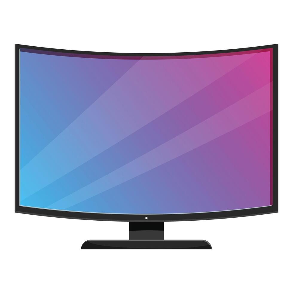 Curved smart tv showing colorful abstract gradient background vector