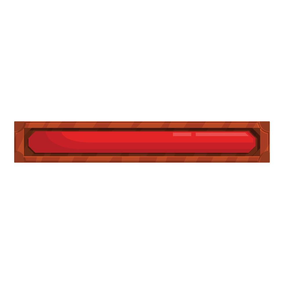 Red progress bar filling wooden frame for fantasy game ui vector
