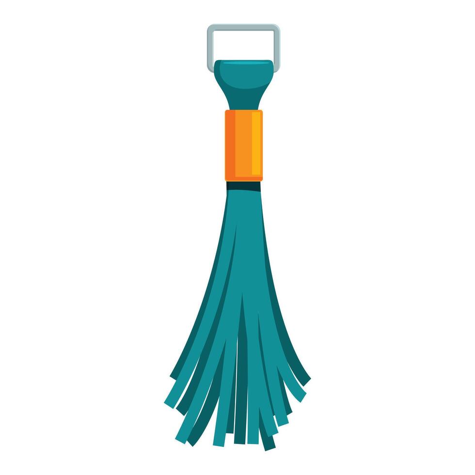 Turquoise tassel with orange and metal elements hanging down vector