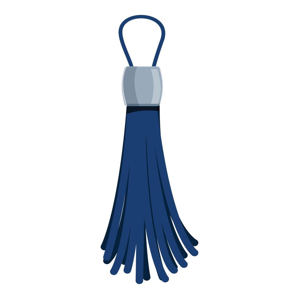 Blue tassel with silver clip hanging on white background vector