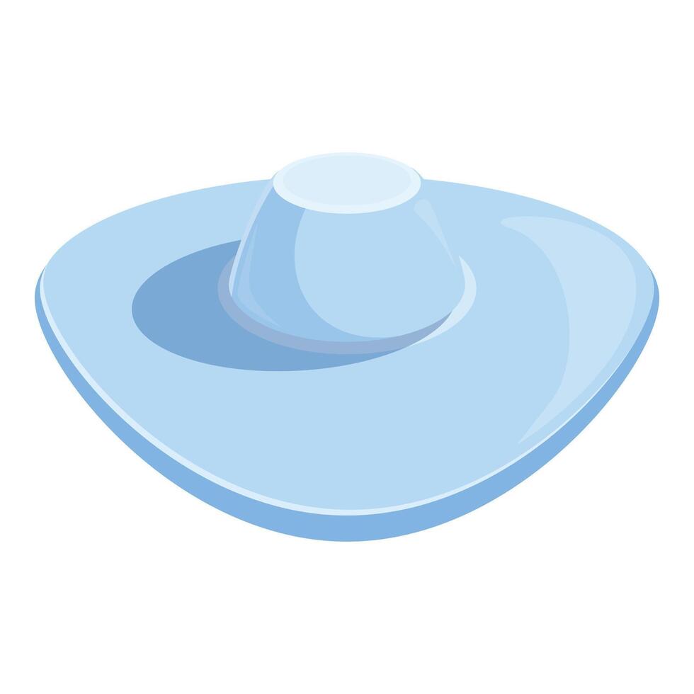 Light blue wide brimmed summer hat protecting from sun vector