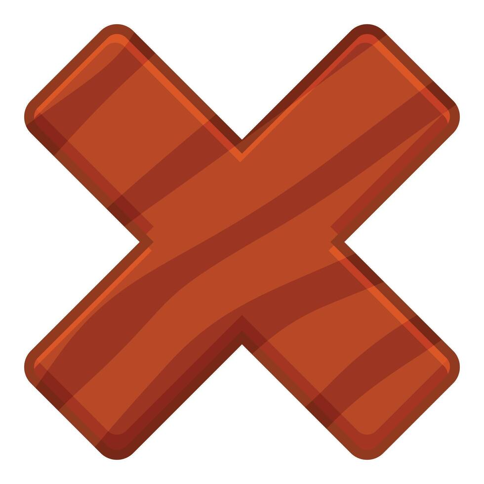 Wooden cross showing cancel, stop, or negative symbol representing rejection vector