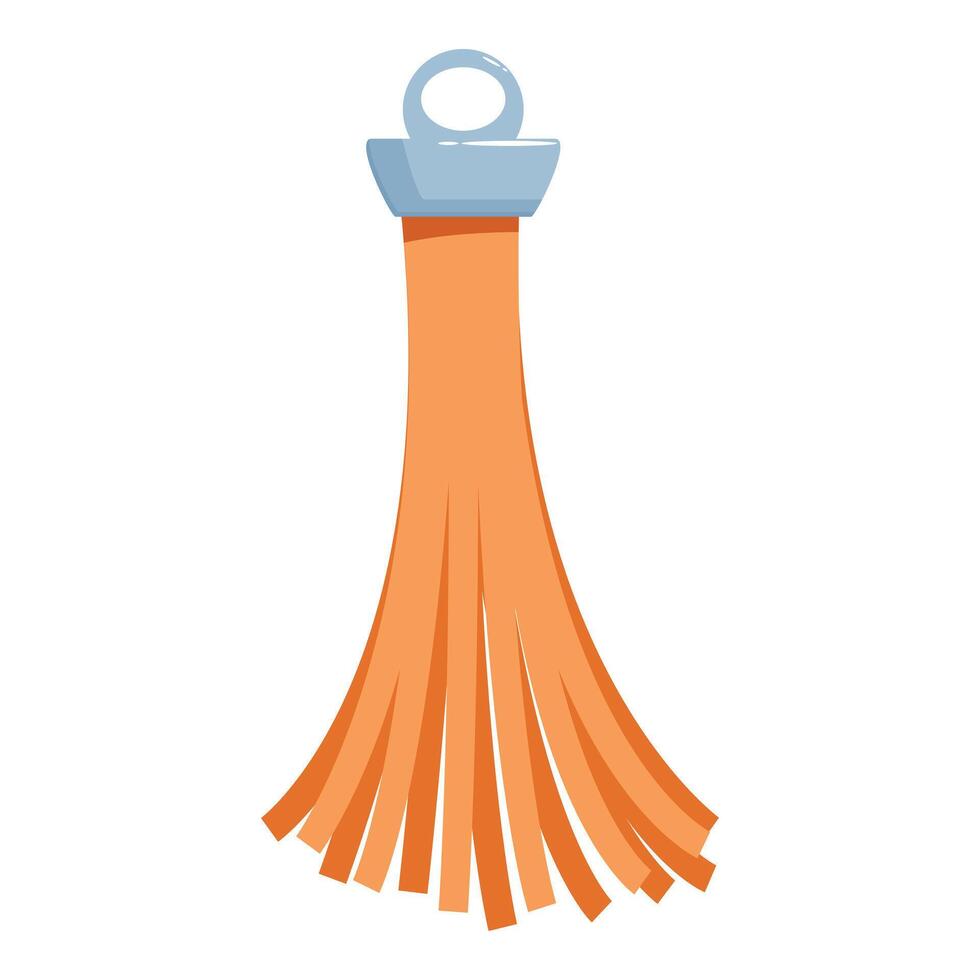 Orange tassel hanging with silver attachment ring on white background vector