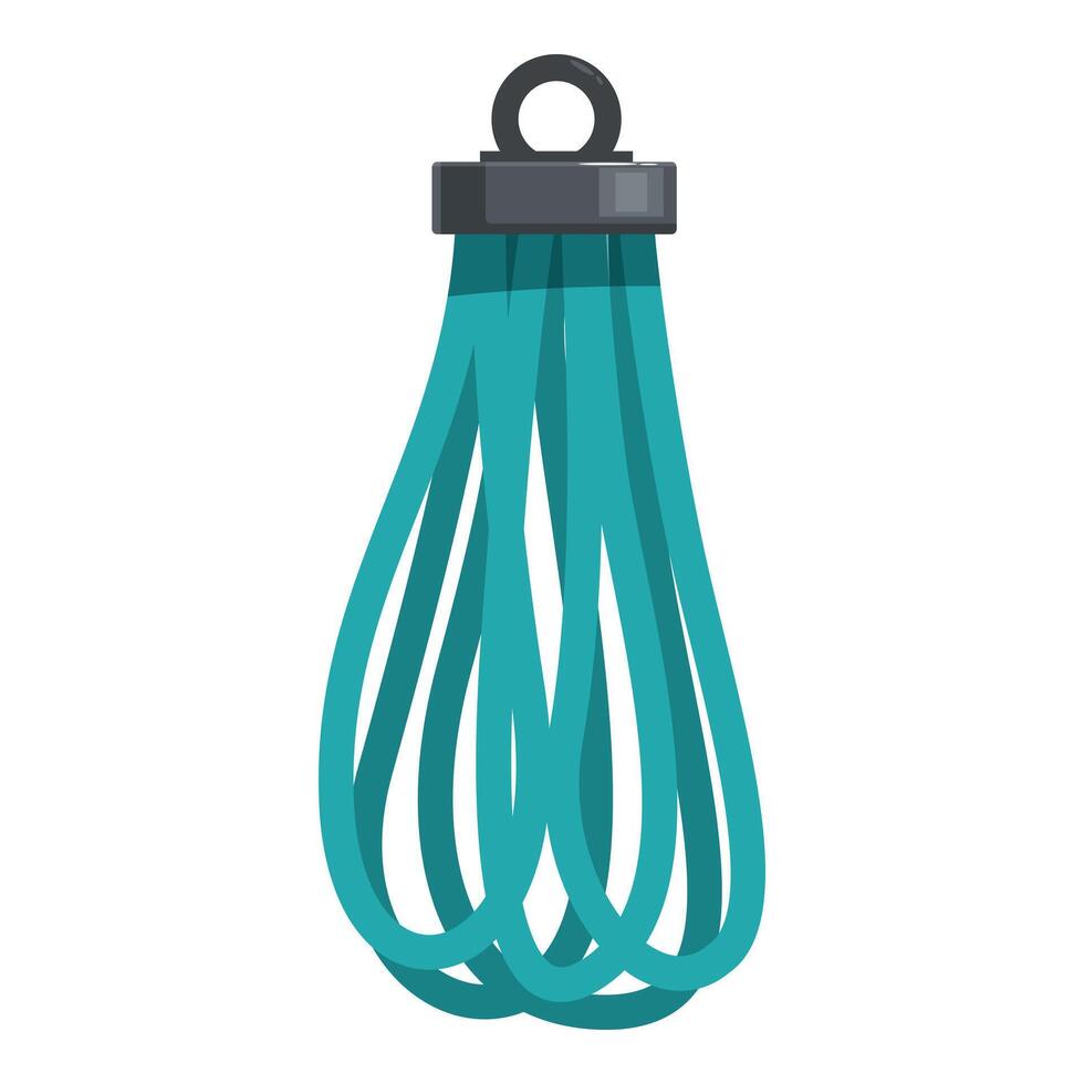 Hanging whisk with teal silicone wires for kitchen utensils vector