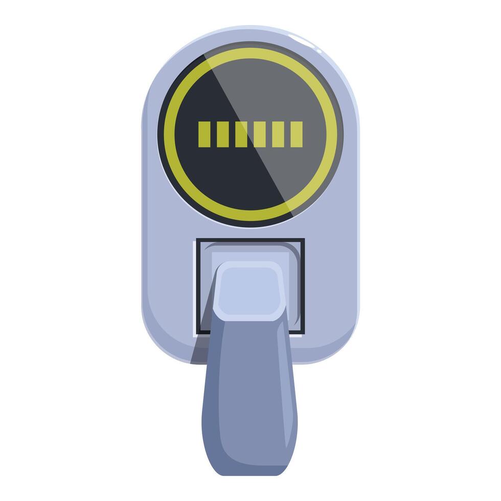 Electric vehicle charger showing increasing battery level with plug connecting vector
