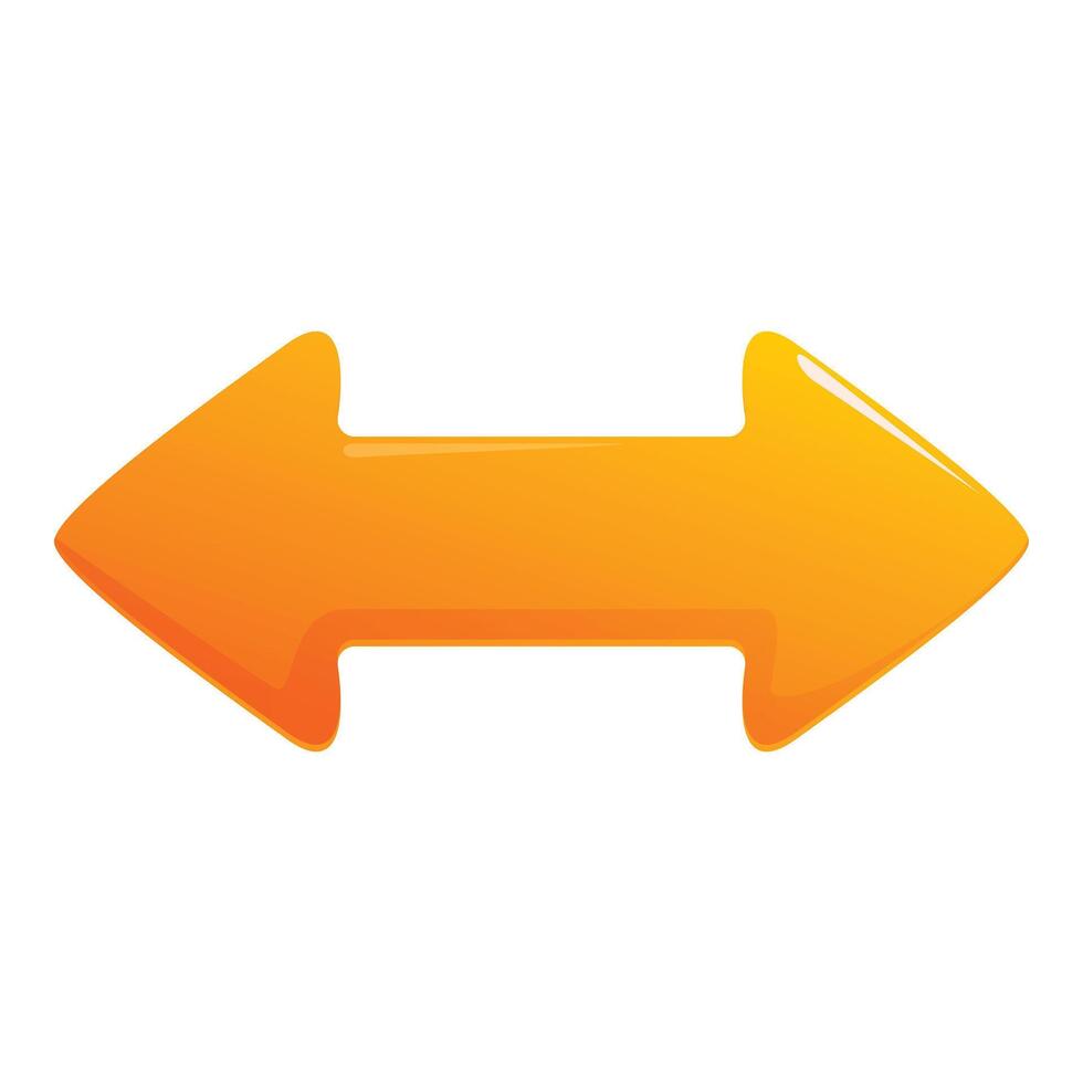 Double sided orange arrow pointing in opposite directions vector
