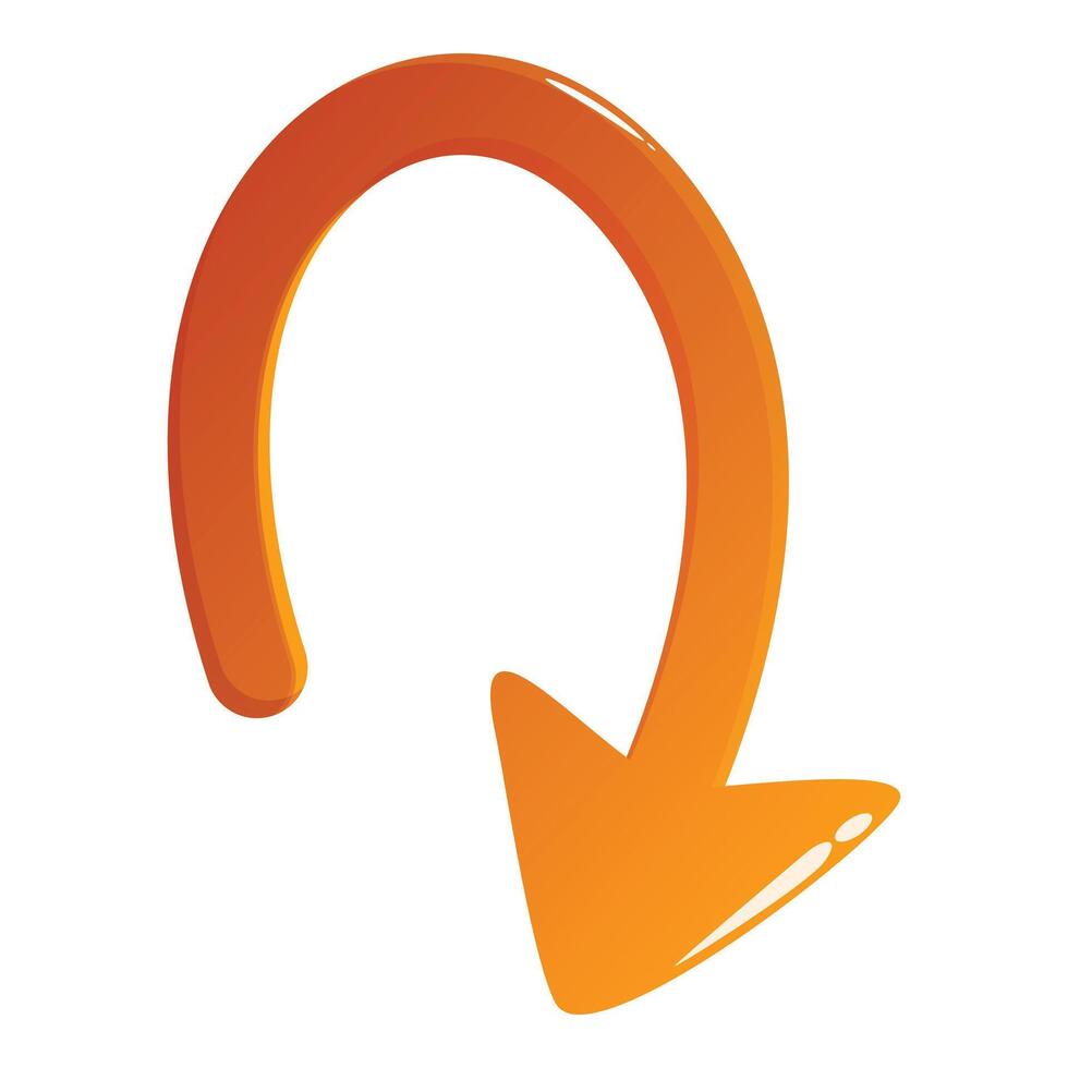 Orange u turn arrow pointing downwards vector