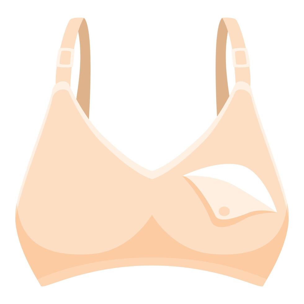 Beige nursing bra supporting motherhood and breastfeeding vector