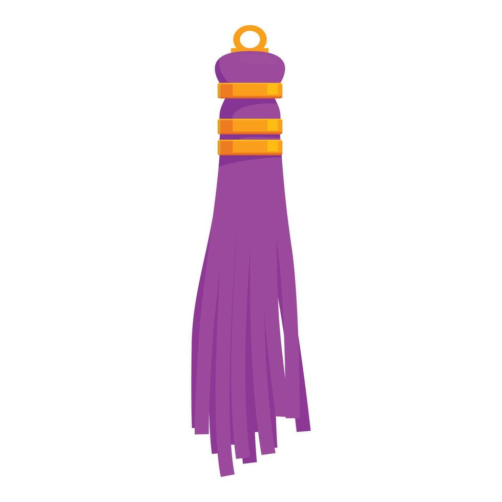 Purple tassel with golden elements hanging on white background vector
