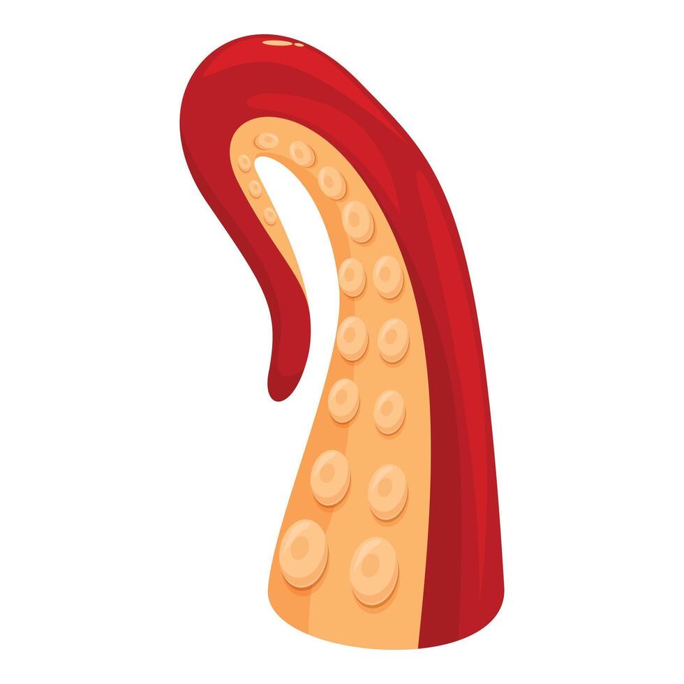 Giant pacific octopus tentacle showing suction cups in cartoon style vector