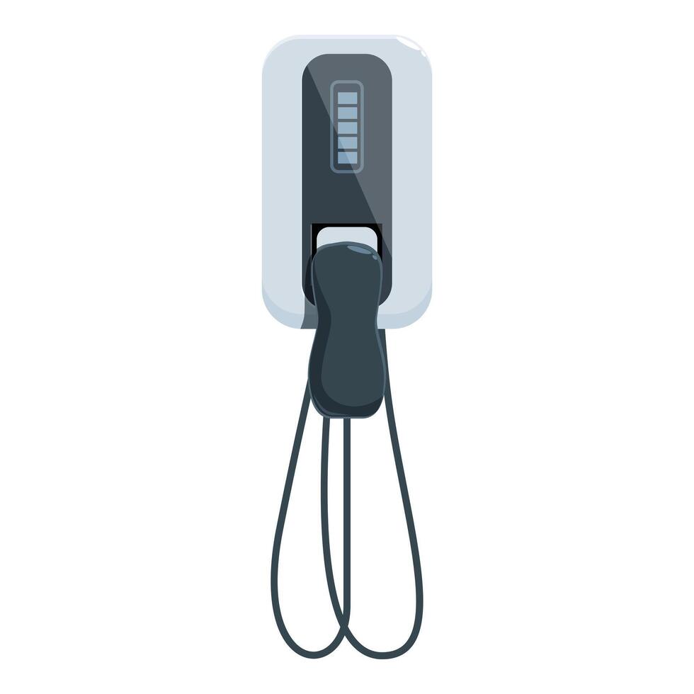 Electric vehicle charger displaying charging status on a white background vector