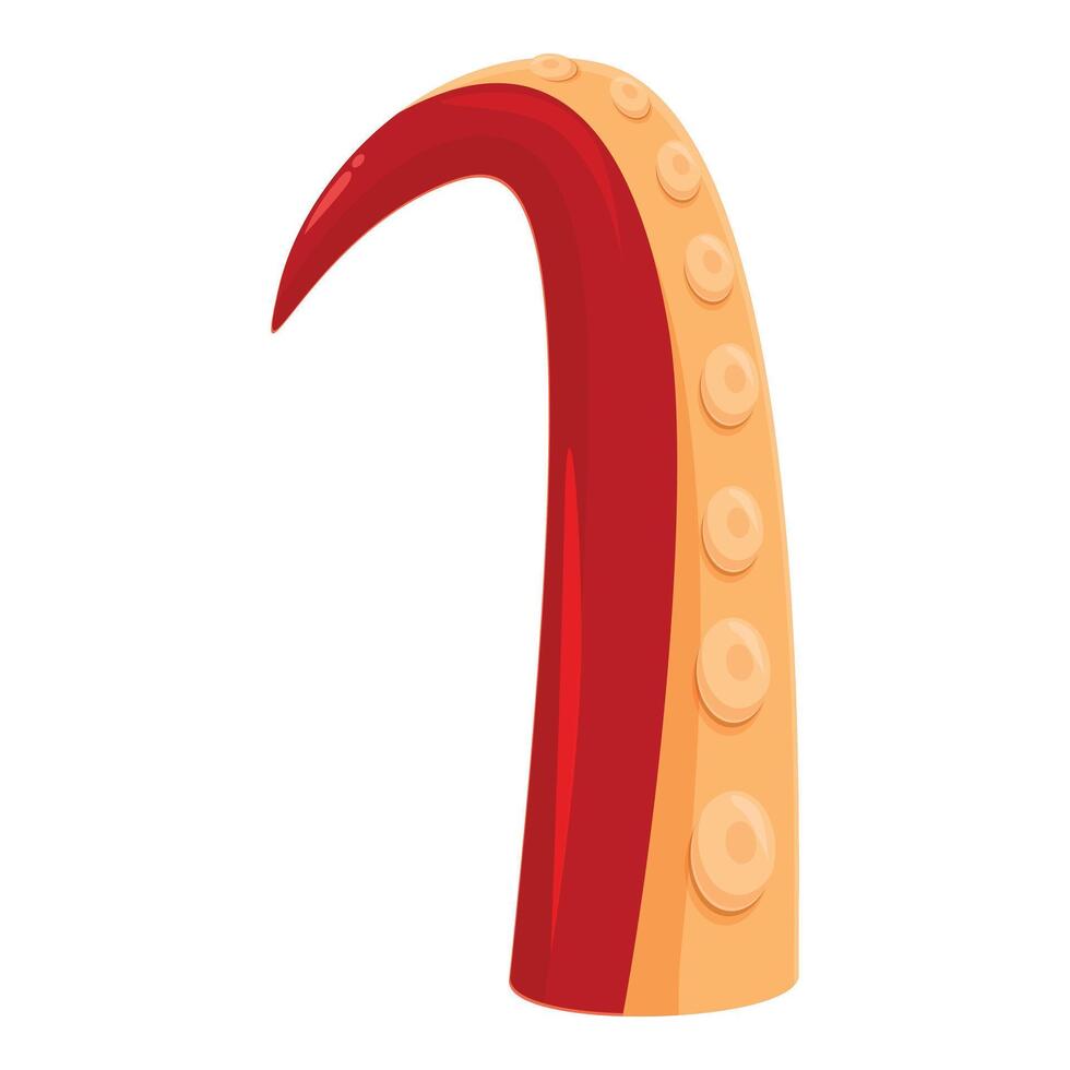 Octopus tentacle showing suction cups and red skin vector