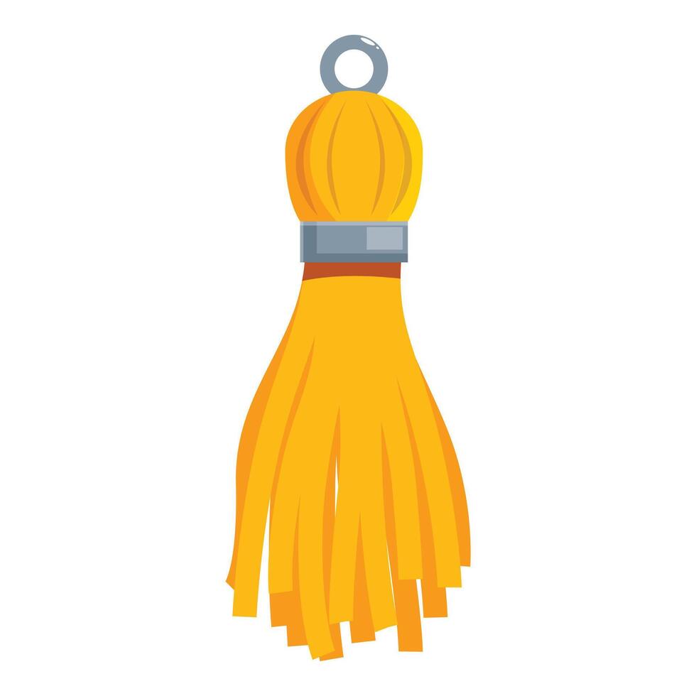 Yellow tassel hanging with silver ring on white background vector
