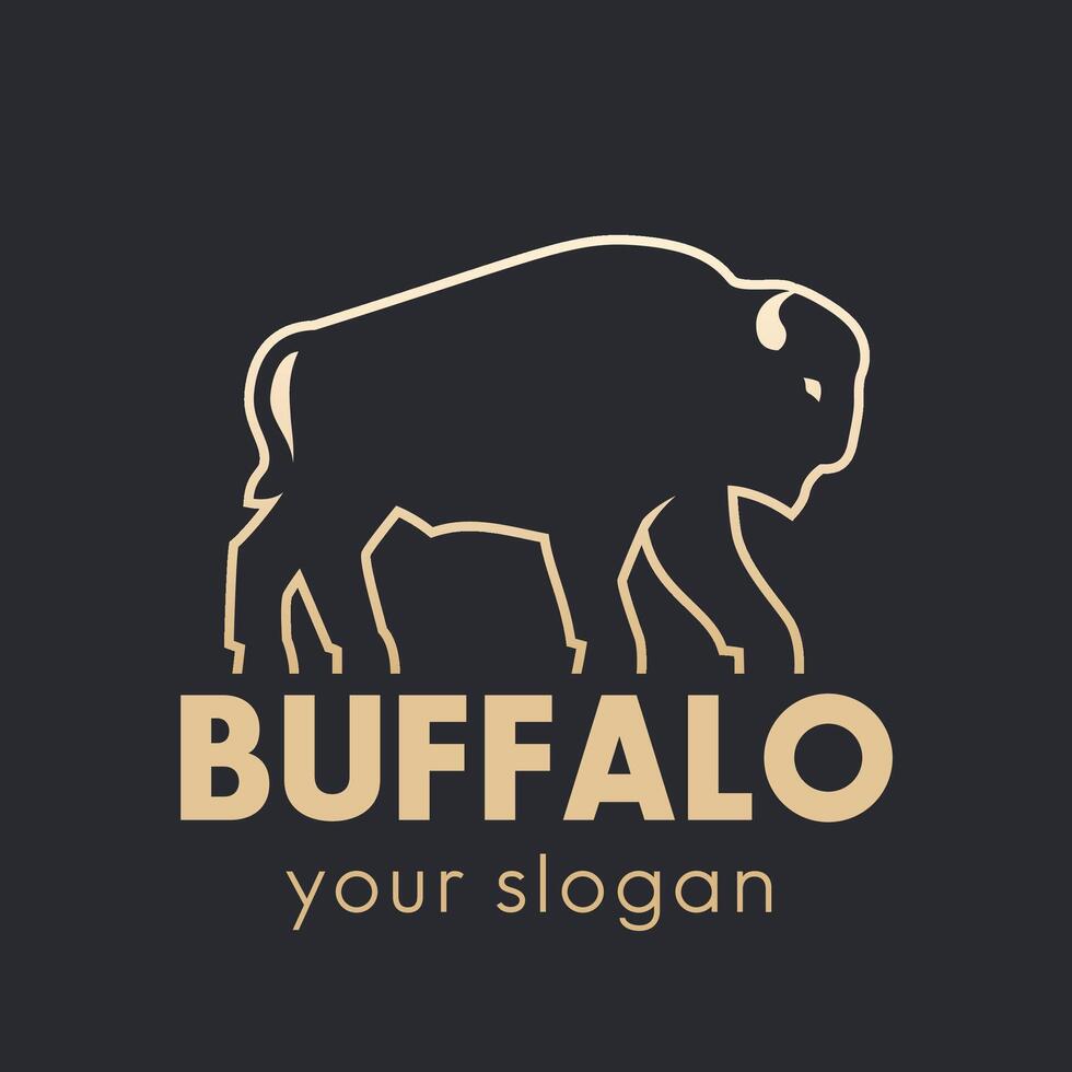 buffalo logo element, gold outline on dark vector