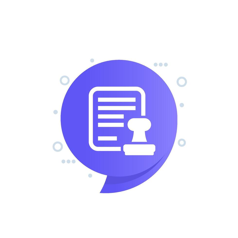 notary icon, stamp and document vector