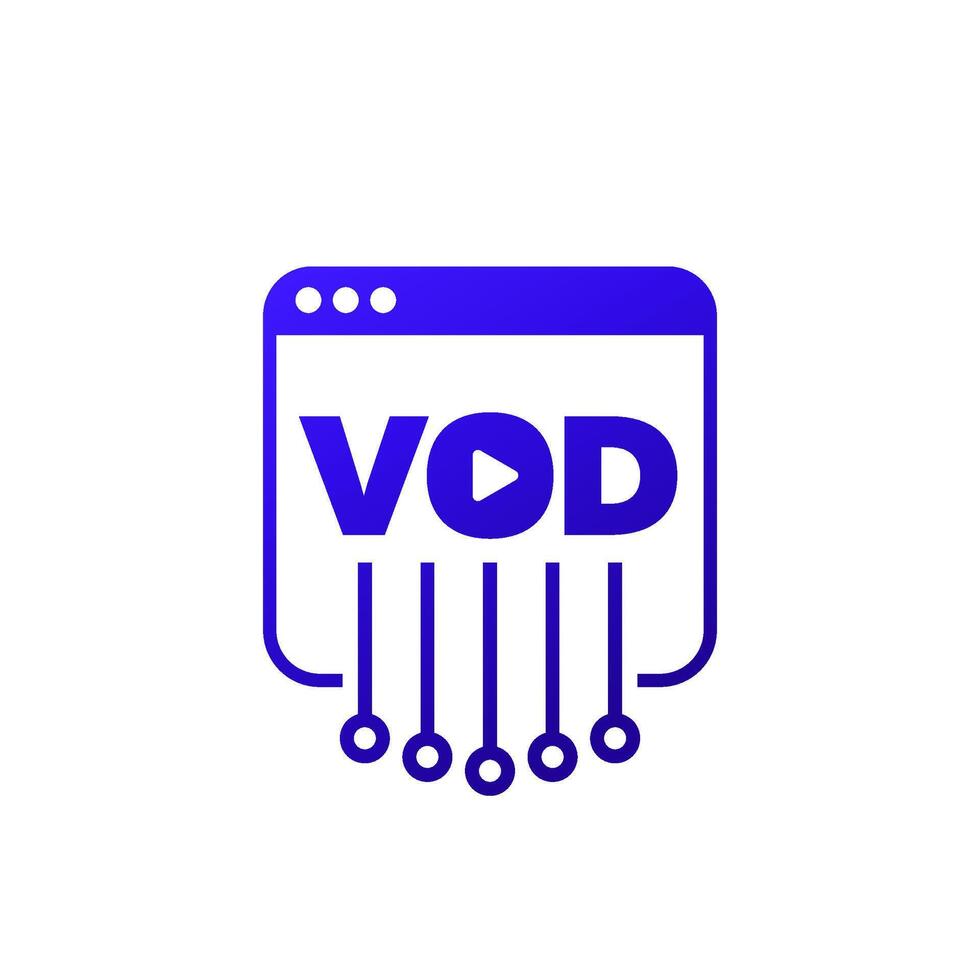 VOD, on demand web service icon vector